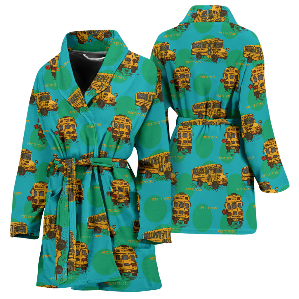 School Bus Print Design LKS308 Women Bathrobe