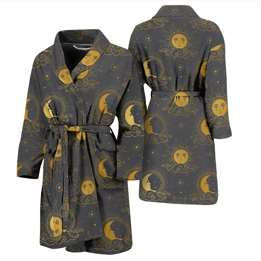 Sun Moon Print Design LKS305 Men Bathrobe