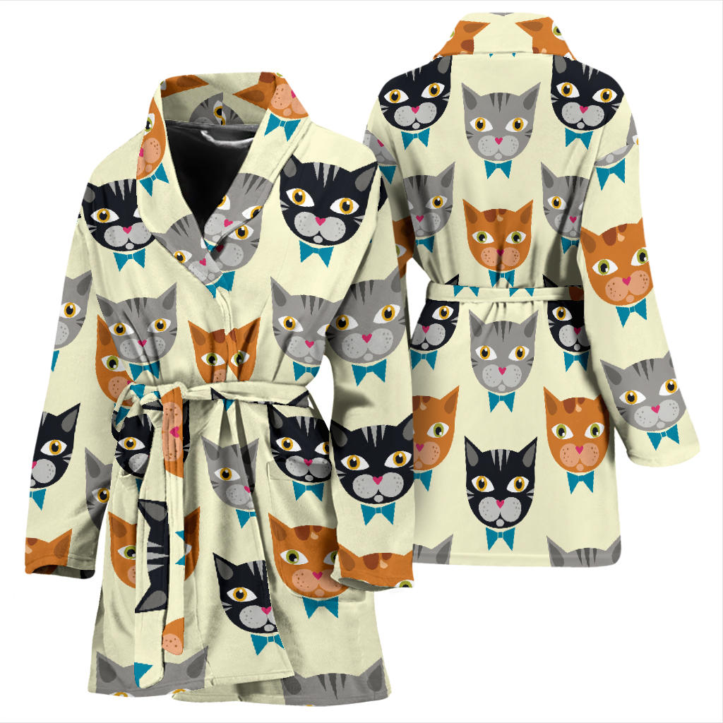 Cat Pattern Print Design 05 Women Bathrobe