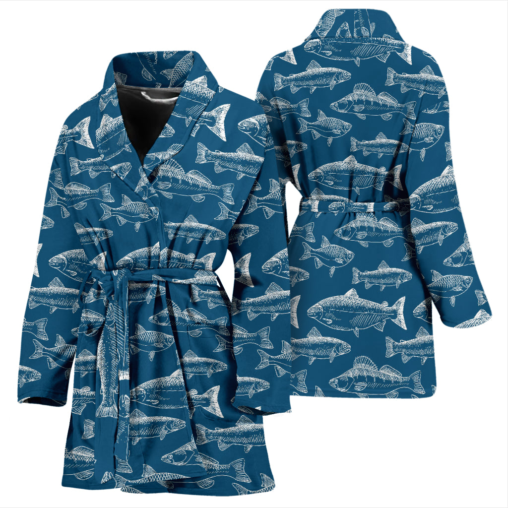 Salmon Fish Print Design LKS301 Women Bathrobe