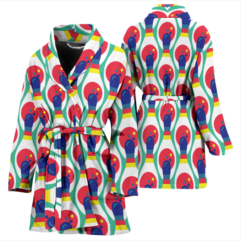 Bowling Pattern Print Design 05 Women Bathrobe