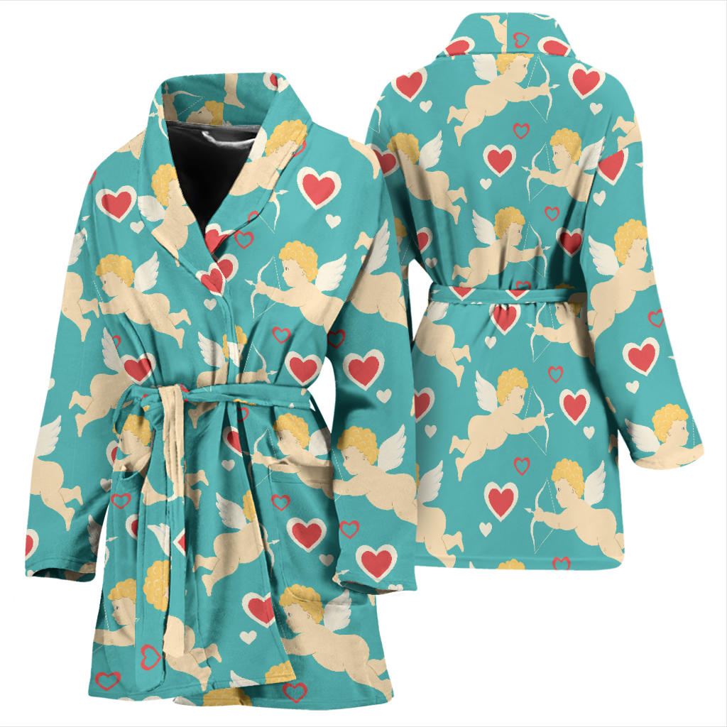 Cupid Pattern Print Design 01 Women Bathrobe