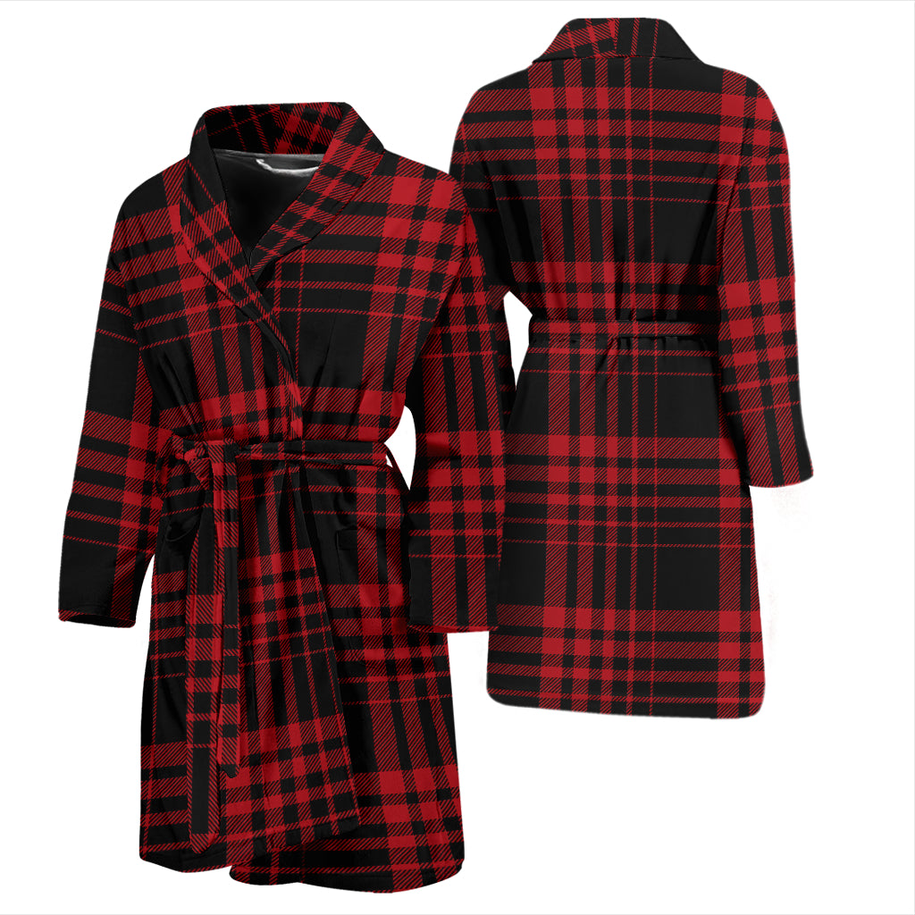 Tartan Red Black Print Design LKS303 Men Bathrobe