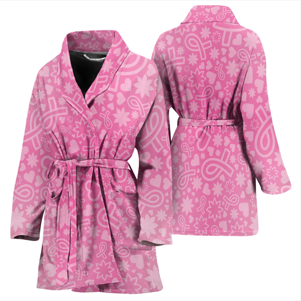 Breast cancer Pattern Print Design 02 Women Bathrobe