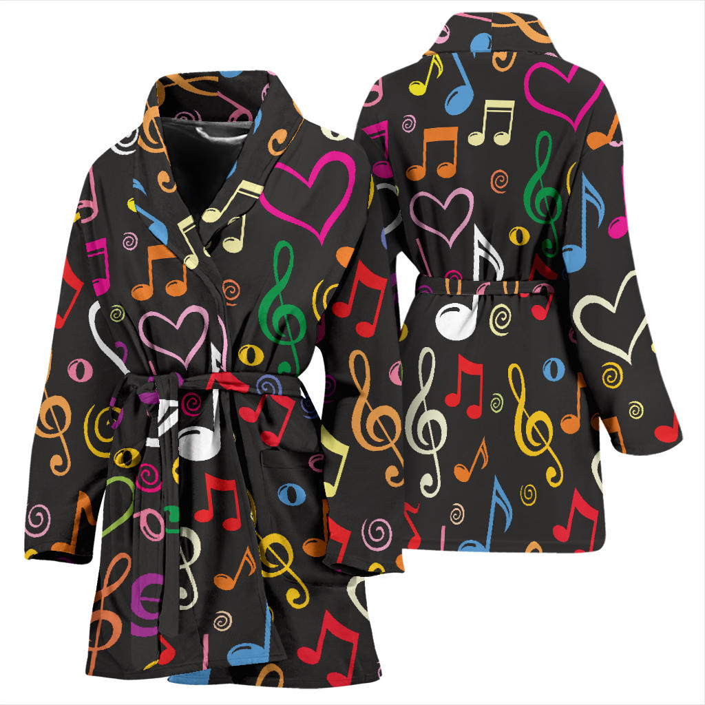 Music note Pattern Print Design A01 Women Bathrobe