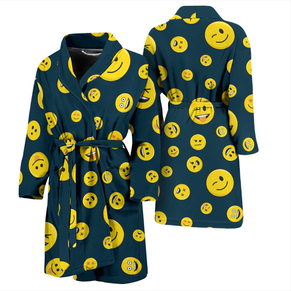 Smiley Face Emoji Print Design LKS301 Men Bathrobe