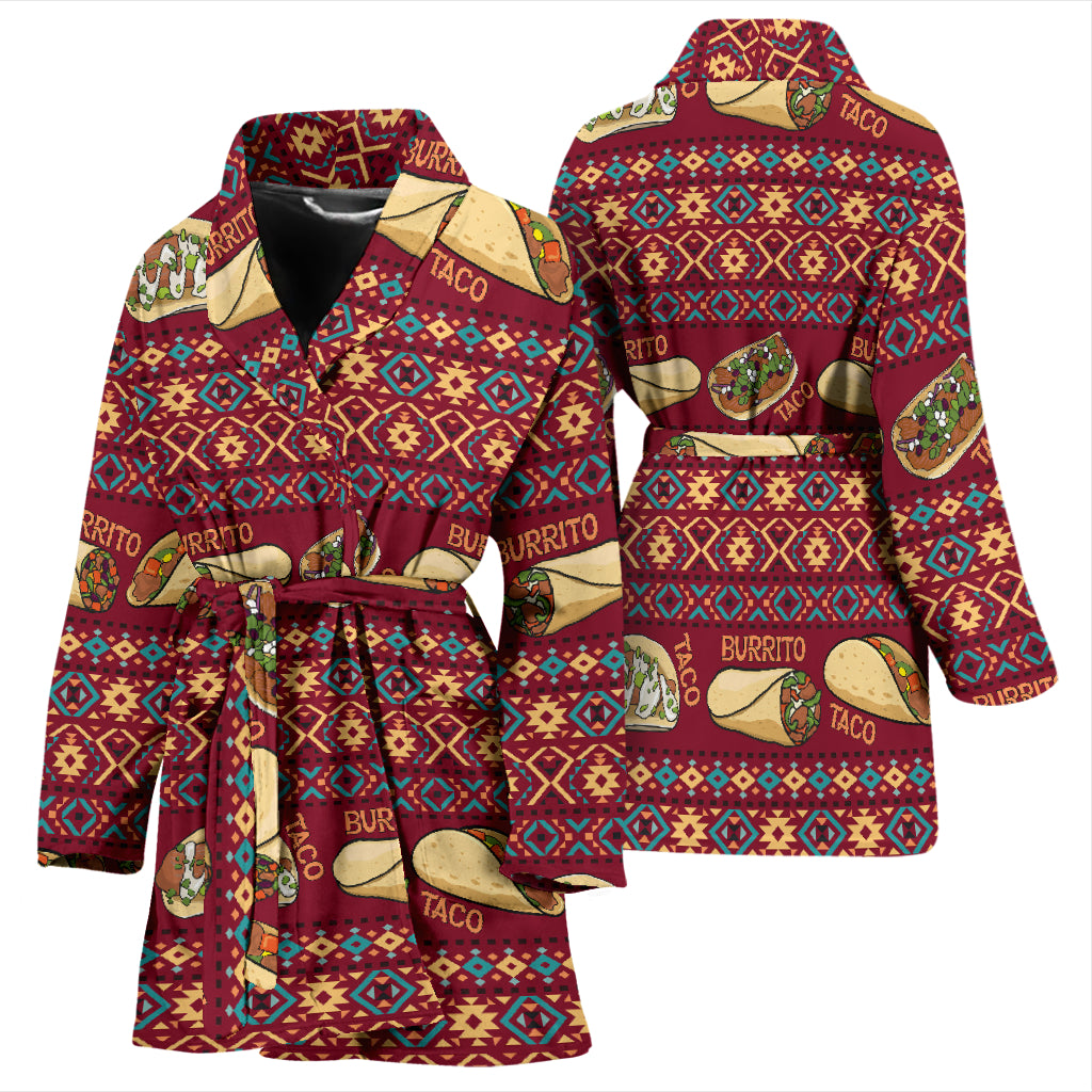 Burrito Taco Print Design LKS302 Women Bathrobe