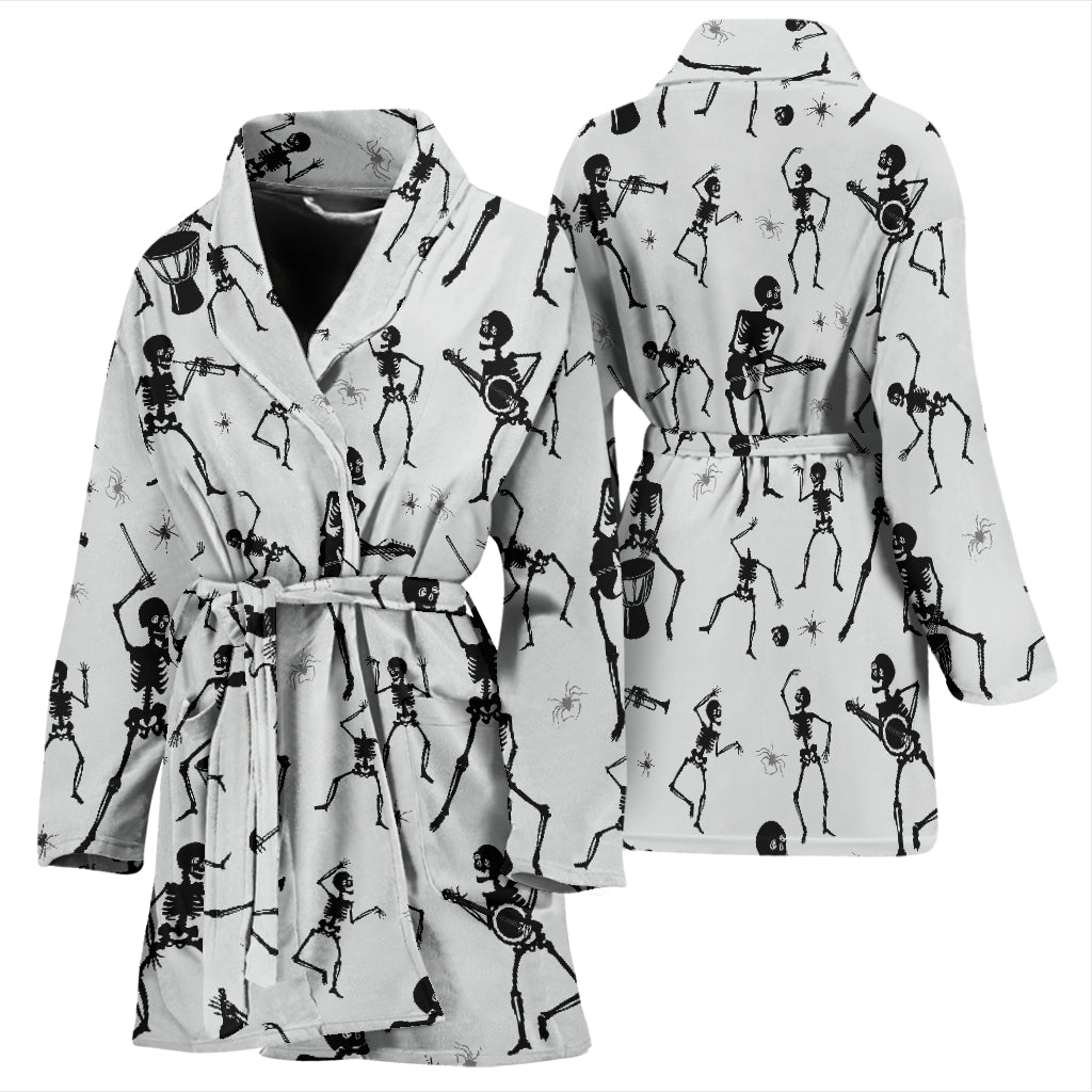 Skeleton Music Player Print Design LKS303 Women Bathrobe