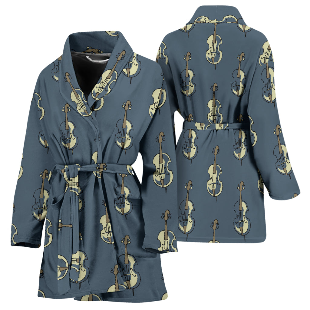 Violin Print Design LKS403 Women Bathrobe