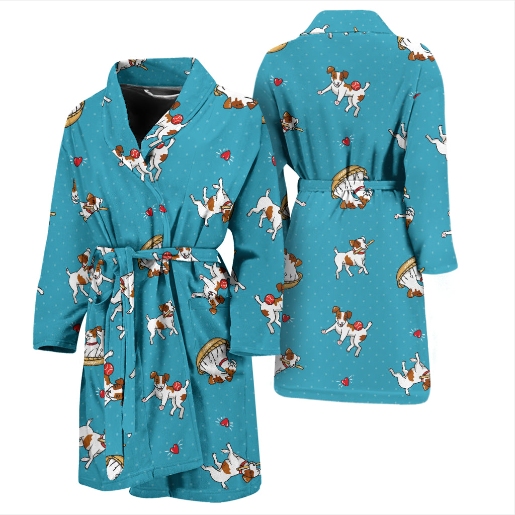 Russell Terriers Playing Print Design LKS305 Men Bathrobe