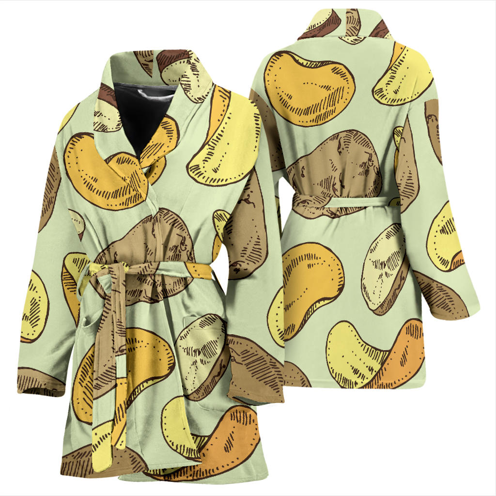 Potato Pattern Print Design A03 Women Bathrobe