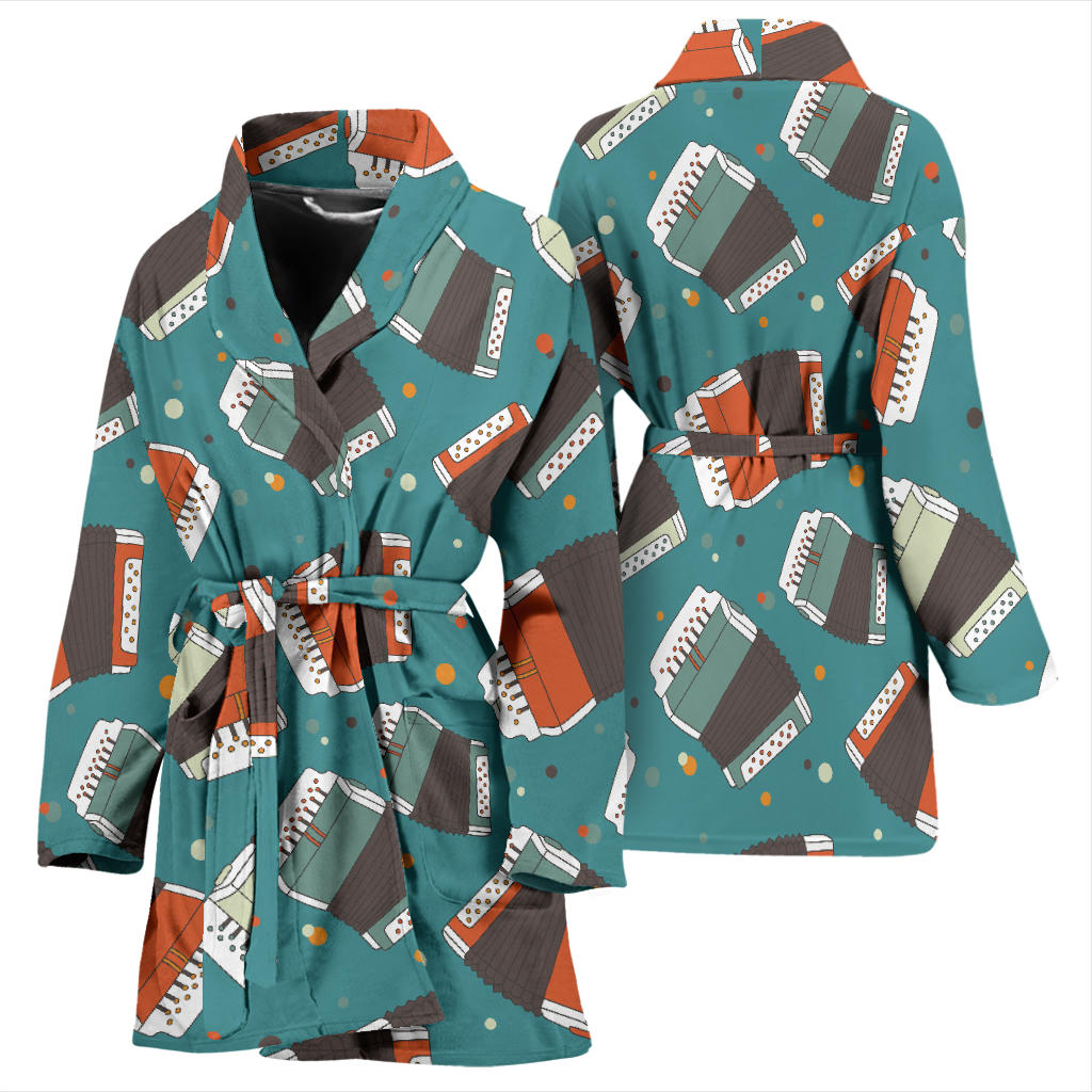 Accordion Pattern Print Design 02 Women Bathrobe