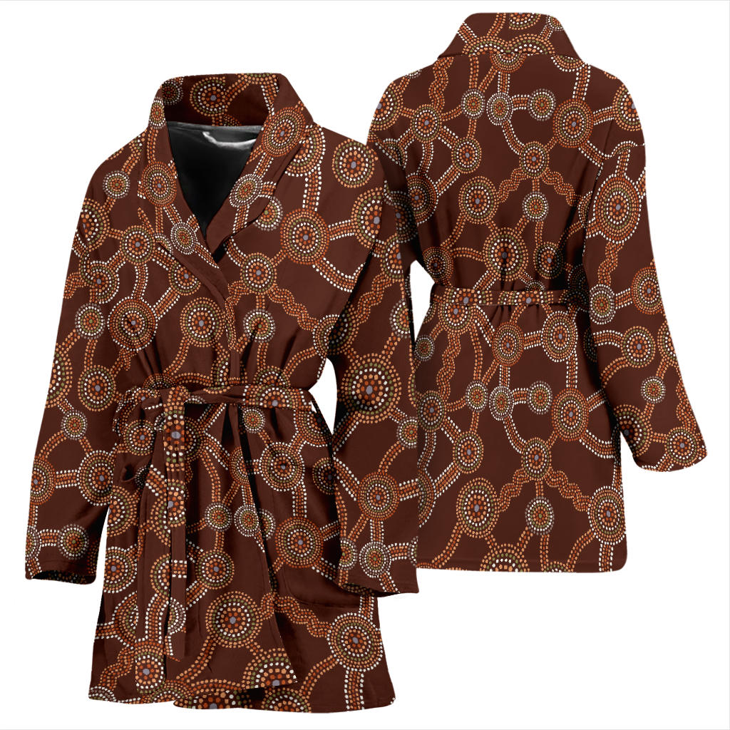 Aboriginal Pattern Print Design 03 Women Bathrobe