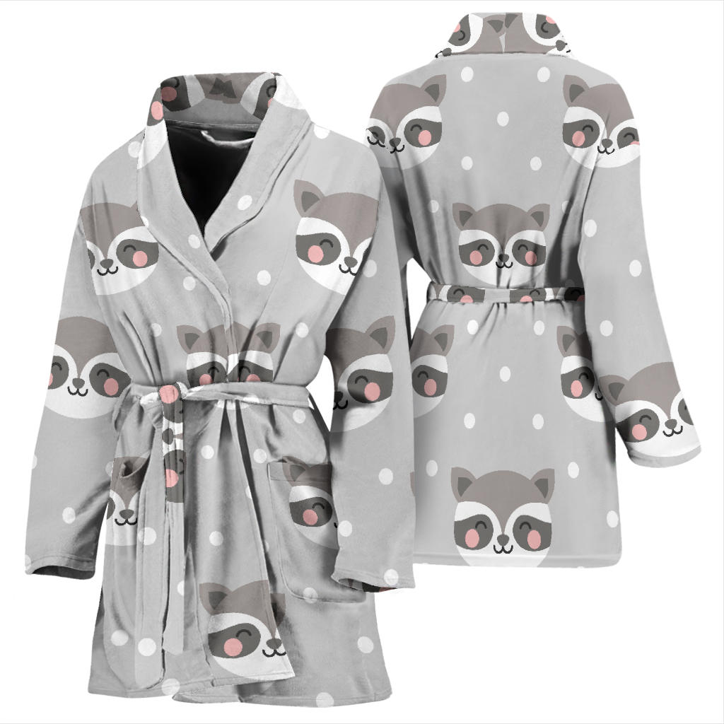 Raccoon Pattern Print Design A04 Women Bathrobe