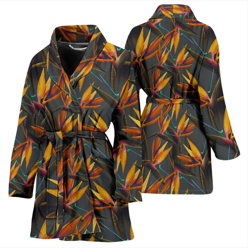 Bird Of Paradise Pattern Print Design 01 Women Bathrobe