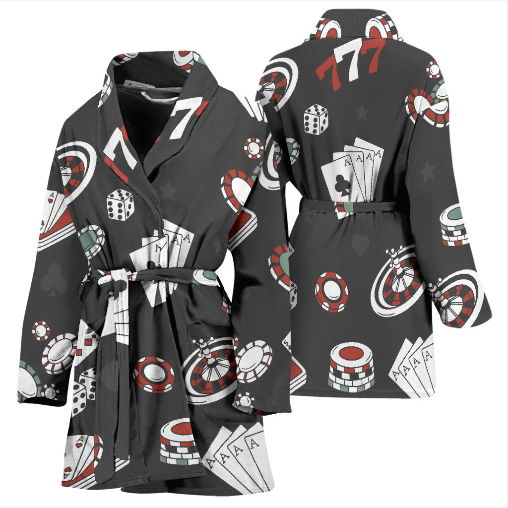 Casino Pattern Print Design 02 Women Bathrobe