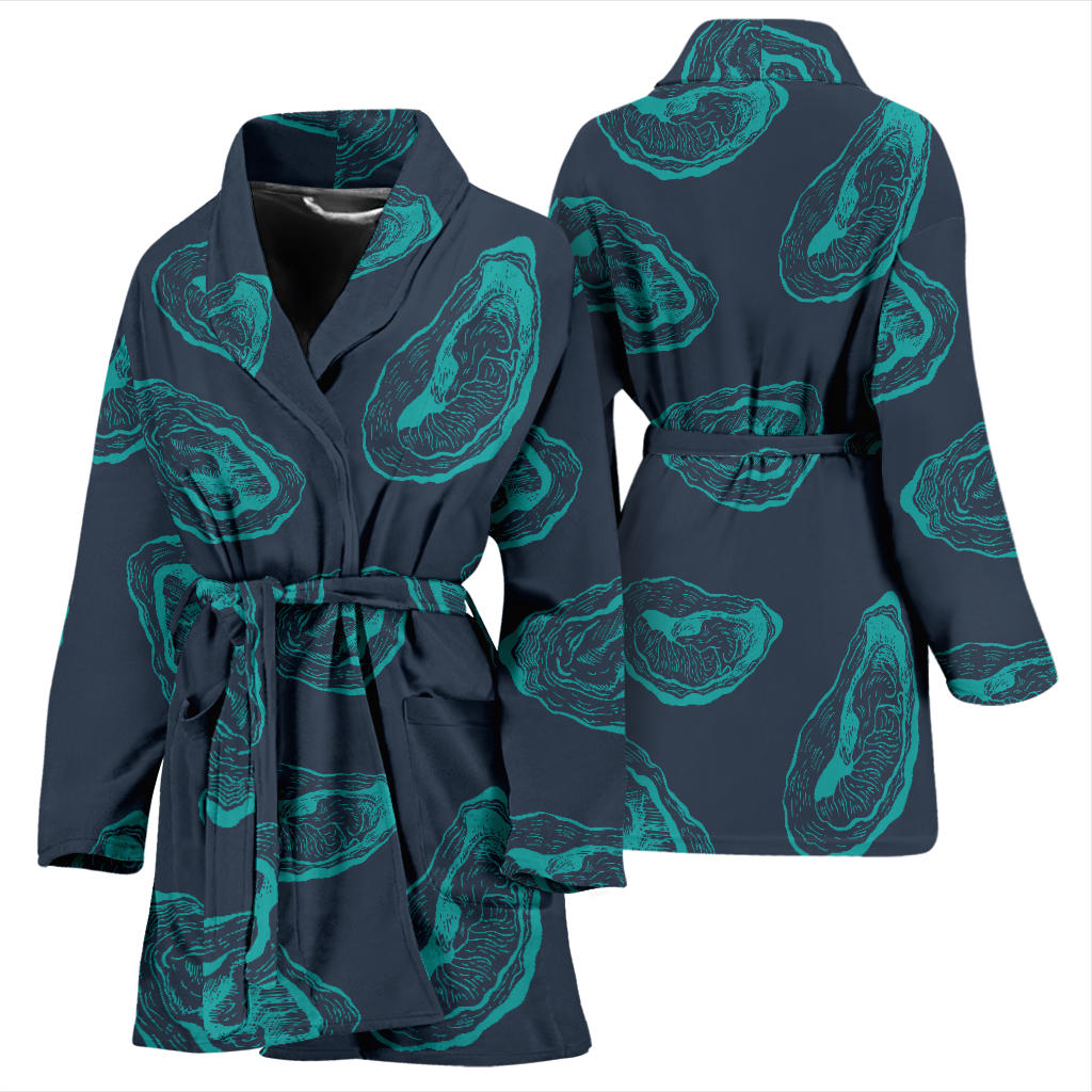 Oyster Pattern Print Design 01 Women Bathrobe