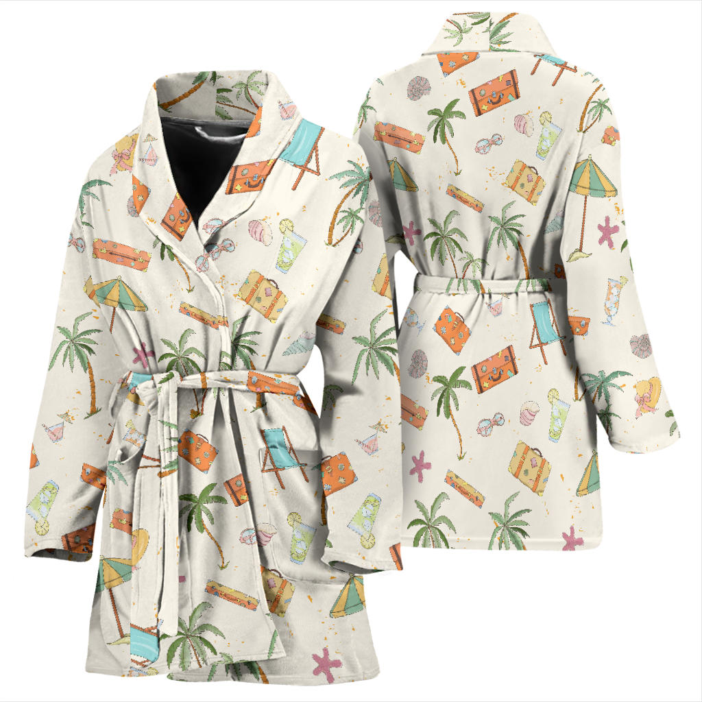 Beach Themed Pattern Print Design 05 Women Bathrobe
