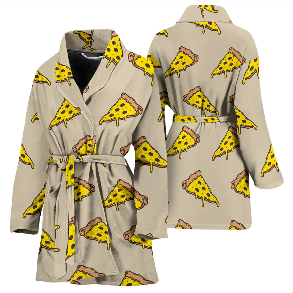 Pizza Pattern Print Design A04 Women Bathrobe
