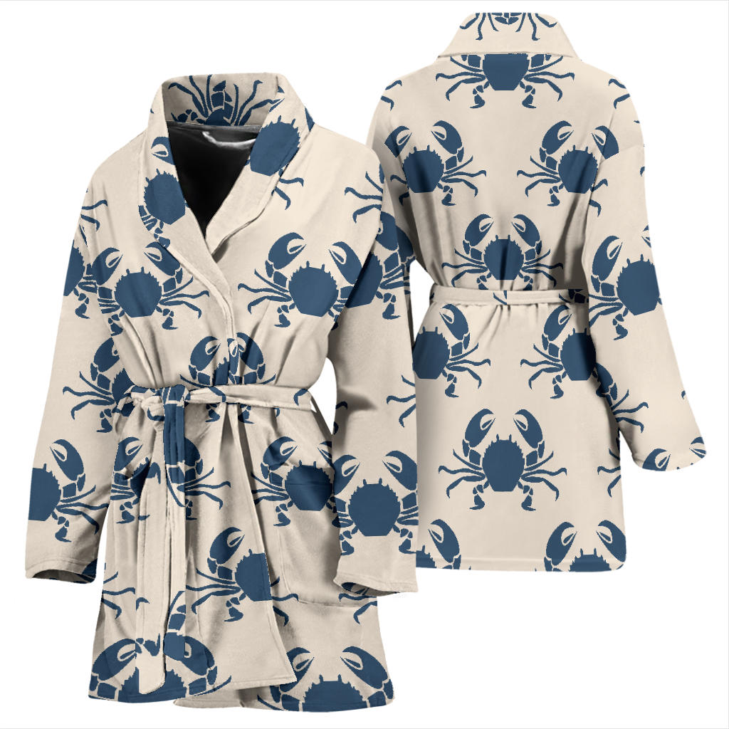 Crab Pattern Print Design 02 Women Bathrobe