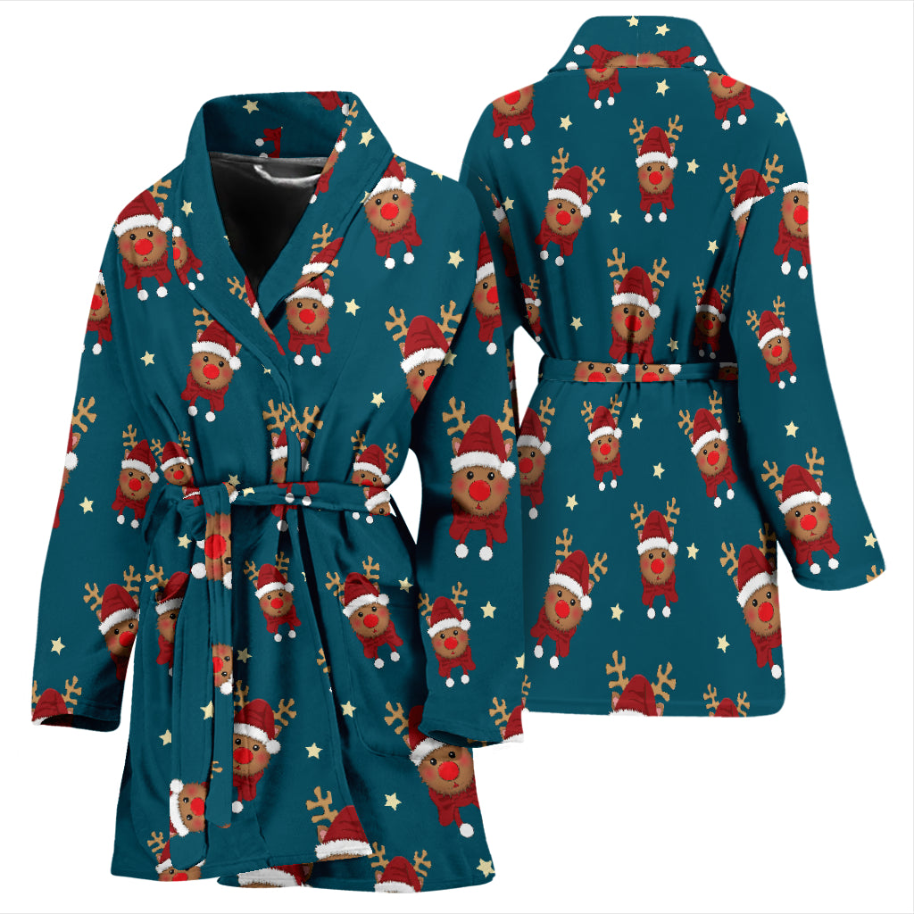 Reindeer Print Design LKS406 Women Bathrobe