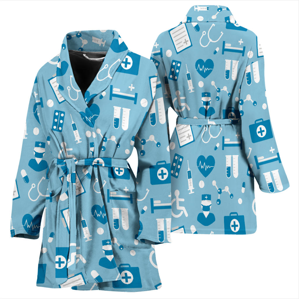 Medical Pattern Print Design 05 Women Bathrobe