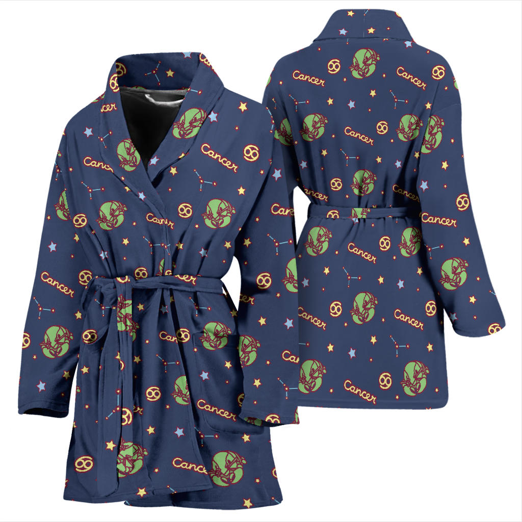 Cancer Zodiac Pattern Print Design 03 Women Bathrobe