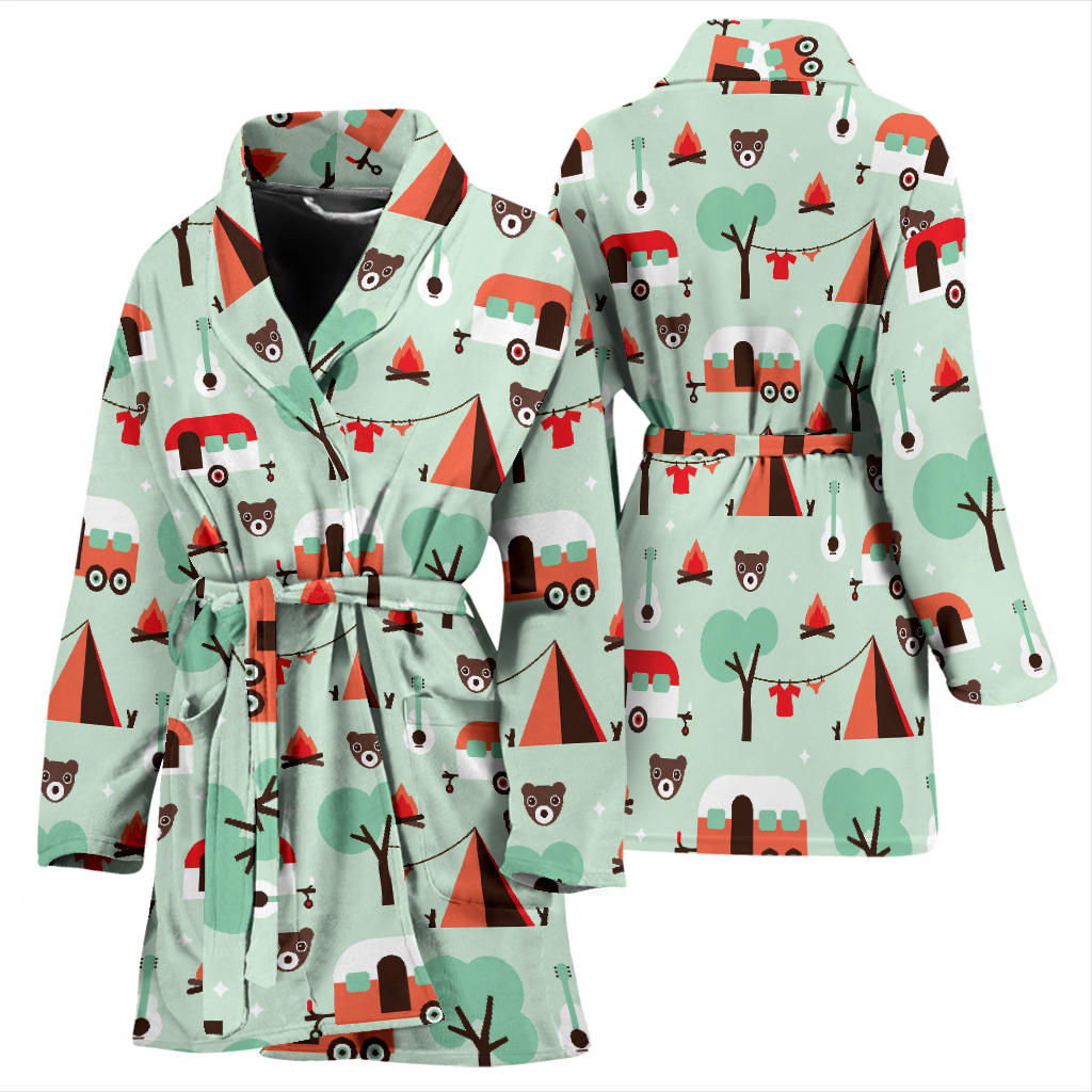 Camper Tent Pattern Print Design 01 Women Bathrobe
