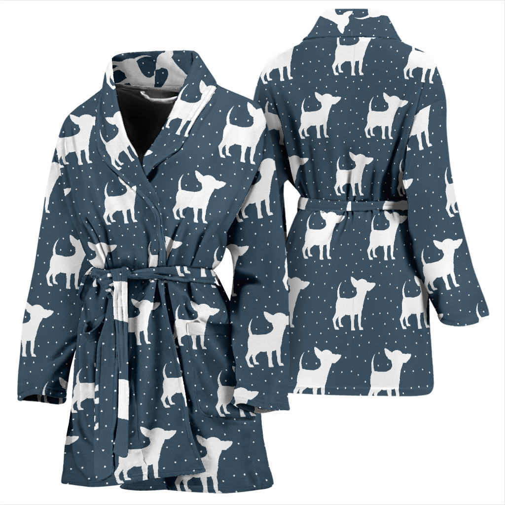 Chihuahua Pattern Print Design 03 Women Bathrobe