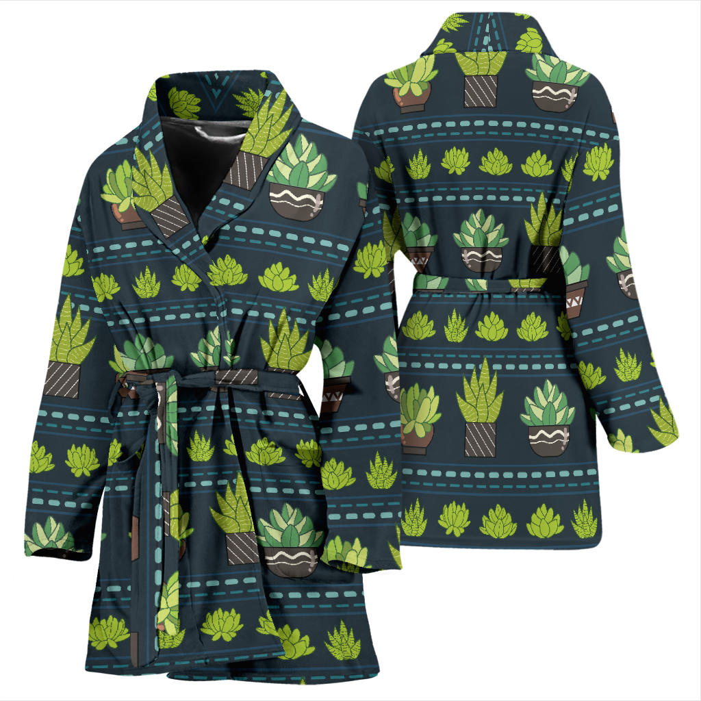 Cactus Pattern Print Design 07 Women Bathrobe