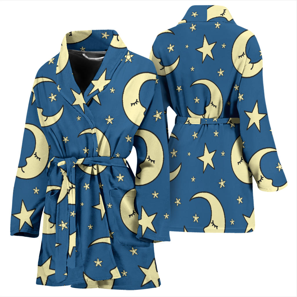 Moon Night Pattern Print Design 03 Women Bathrobe