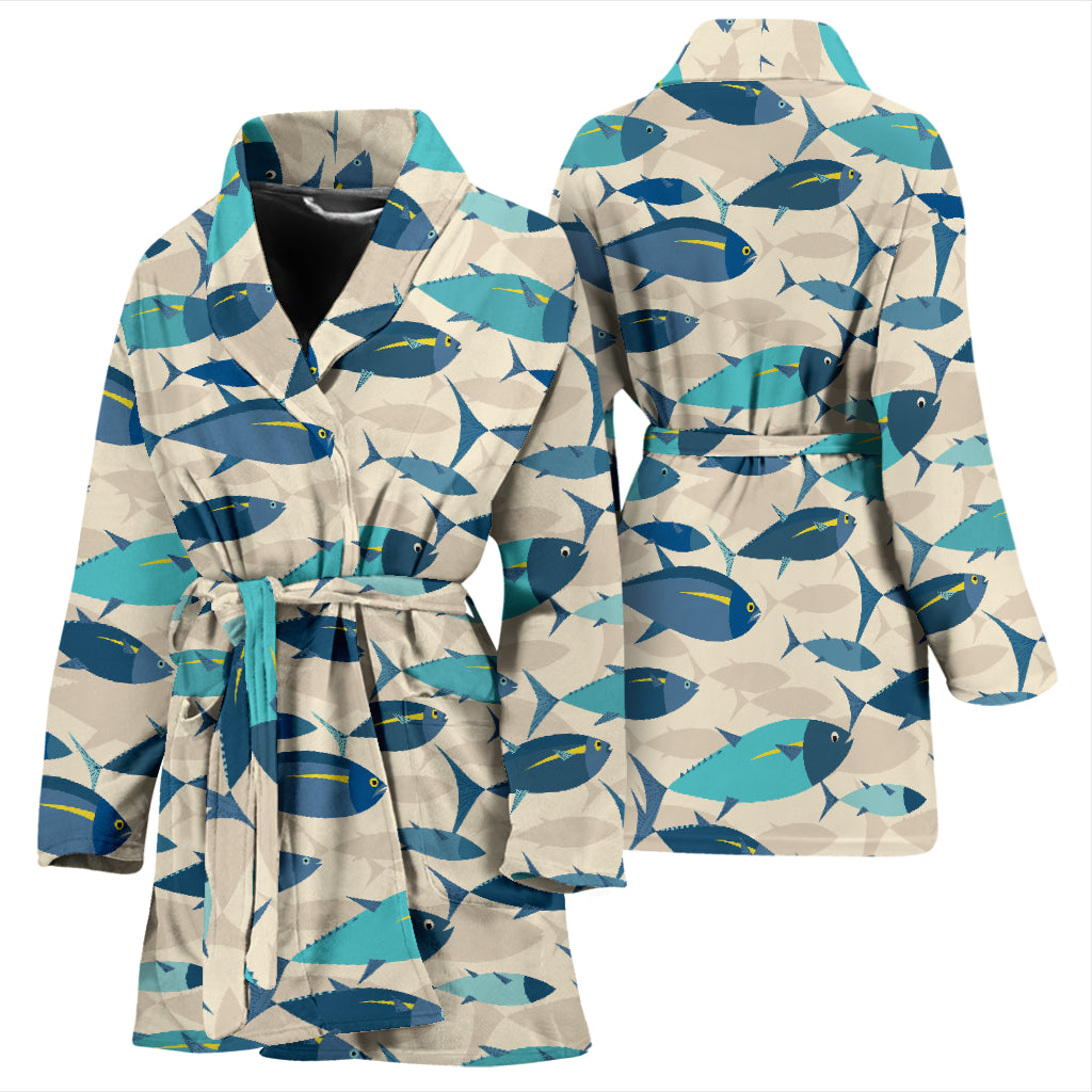 Tuna Fish Print Design LKS302 Women Bathrobe