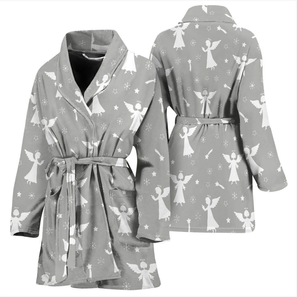 Angel Pattern Print Design 03 Women Bathrobe