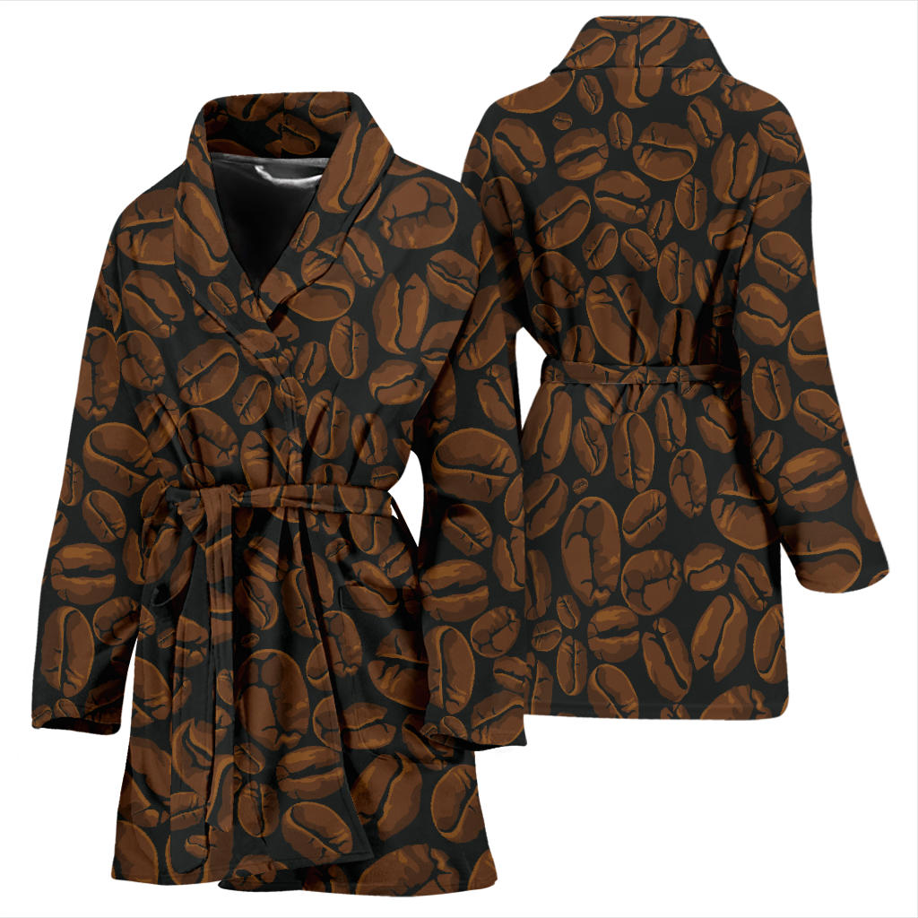 Coffee Pattern Print Design 01 Women Bathrobe