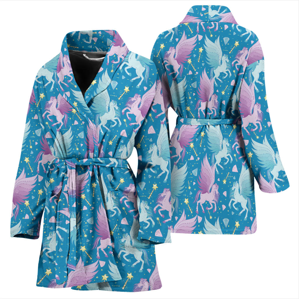 Pegasus Pattern Print Design 04 Women Bathrobe