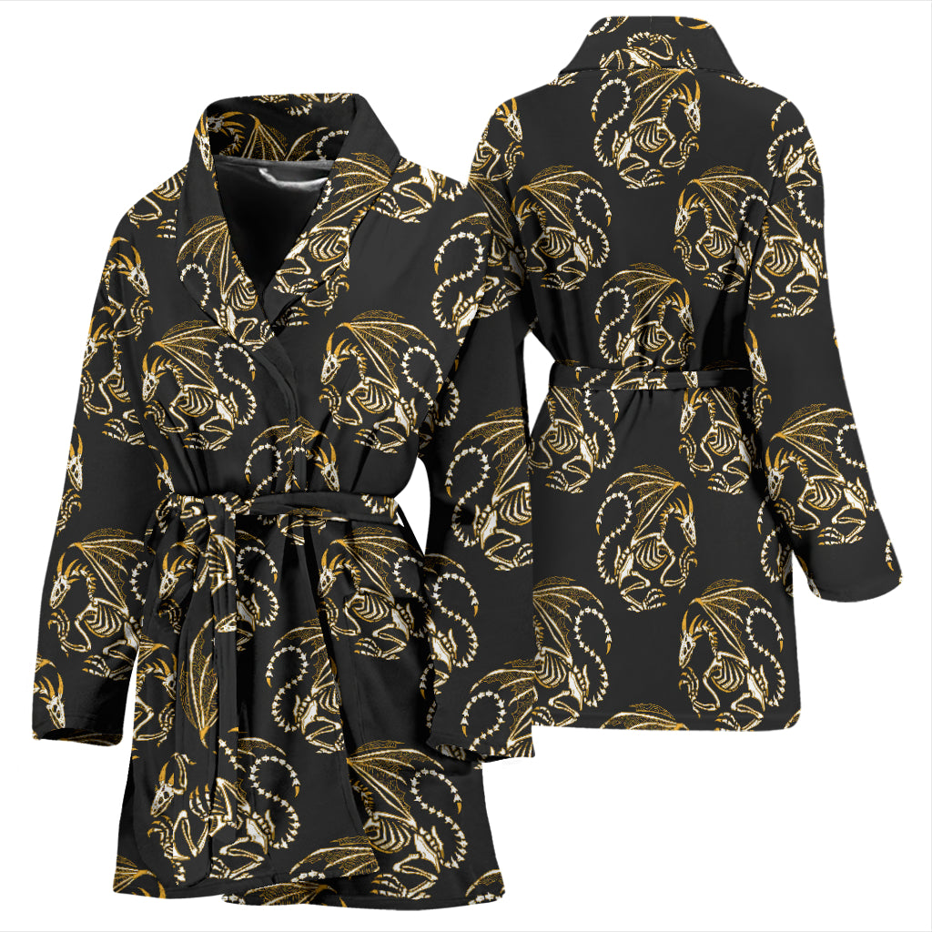Skeleton Dragon Print Design LKS306 Women Bathrobe