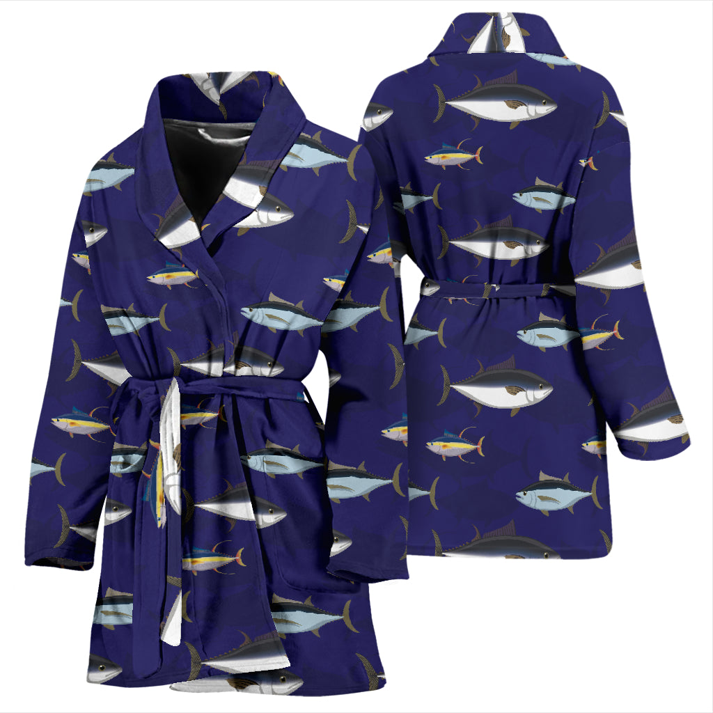 Tuna Fish Print Design LKS304 Women Bathrobe