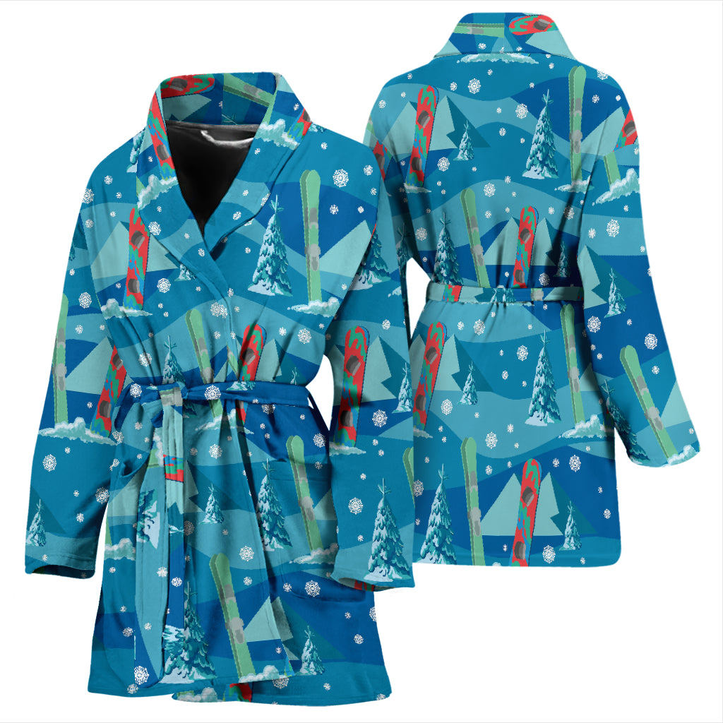 Snowboard Print Design LKS301 Women Bathrobe