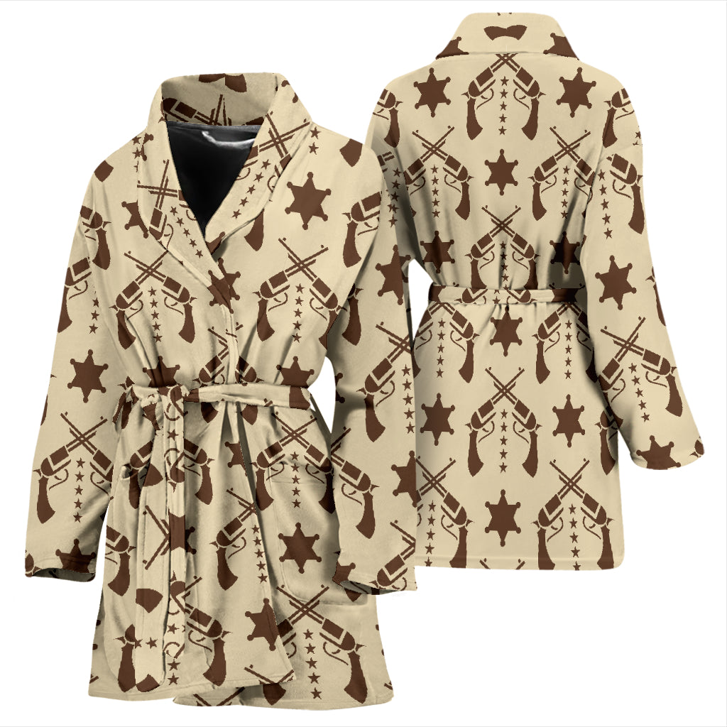 Western Cowboy Print Design LKS302 Women Bathrobe