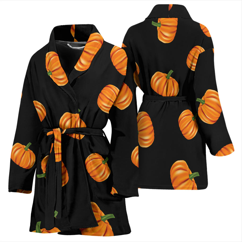 Pumpkin Pattern Print Design A05 Women Bathrobe