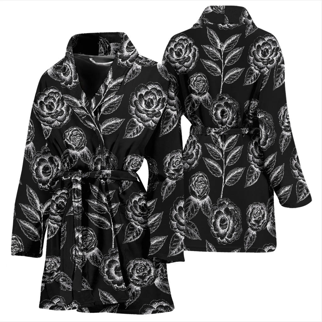 Camellia Pattern Print Design 02 Women Bathrobe
