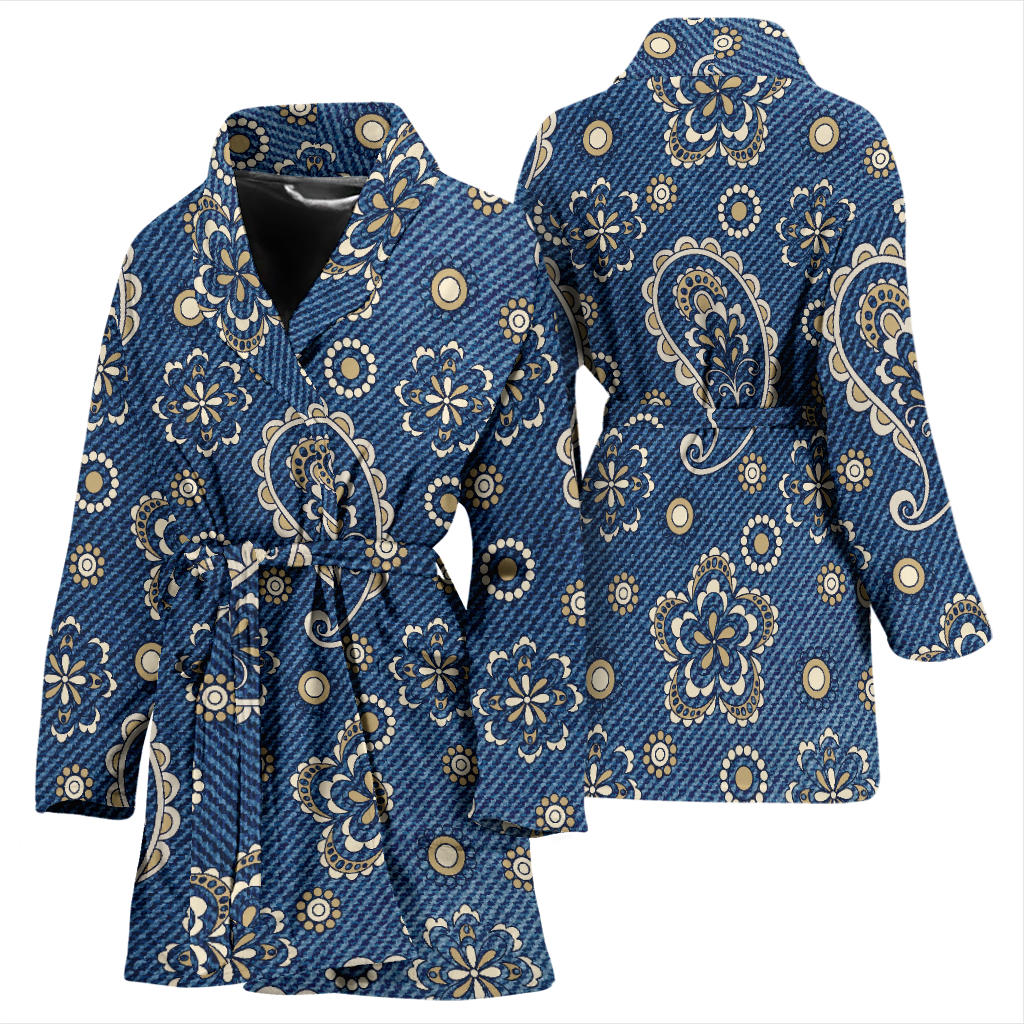 Jean Paisley Pattern Print Design 01 Women Bathrobe