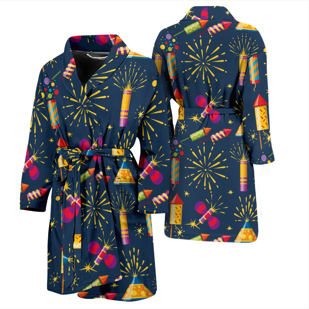 Firework Sparkling Rockets Print Design LKS306 Men Bathrobe