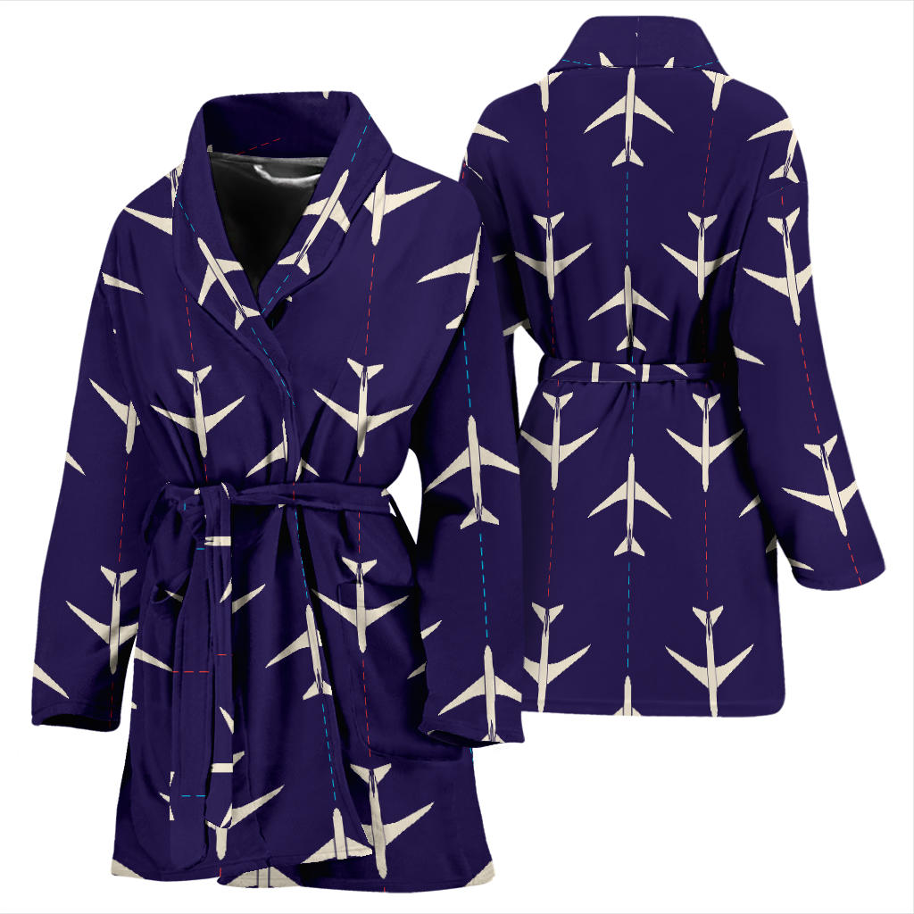 Airplane Pattern Print Design 03 Women Bathrobe