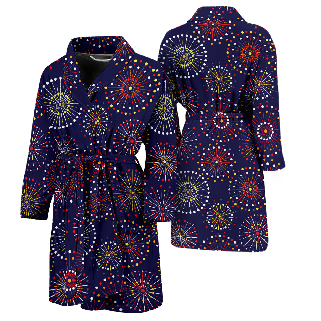 Firework Flower Style Print Design LKS302 Men Bathrobe