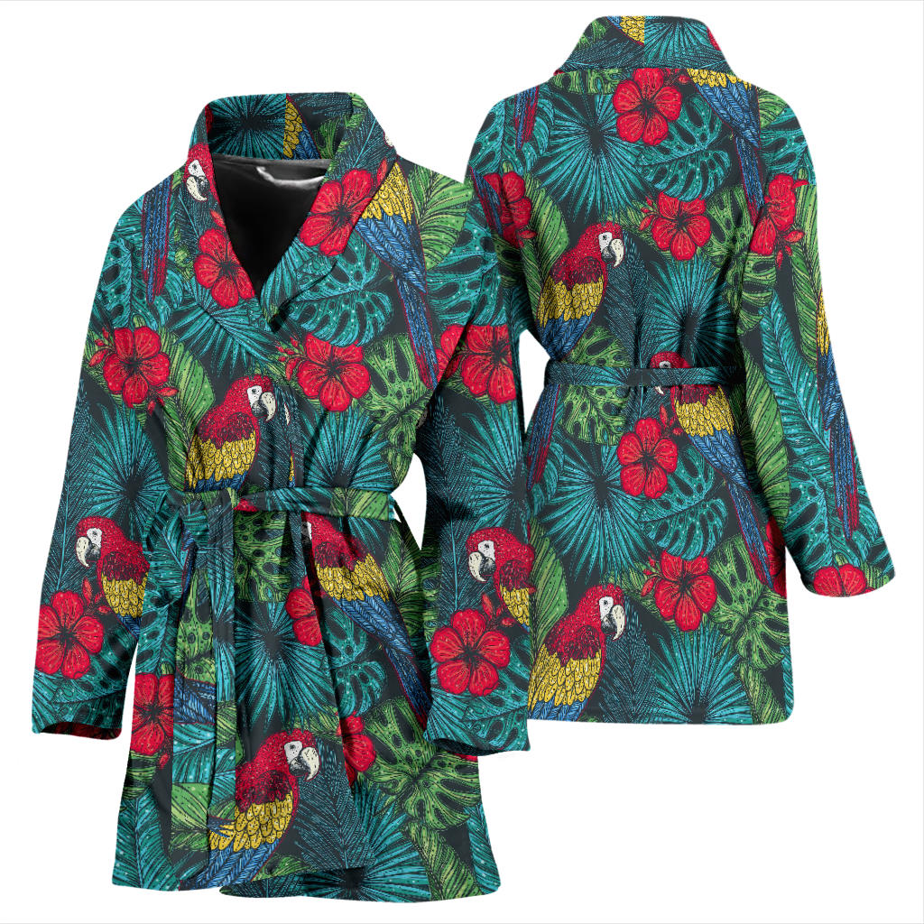 Parrot Pattern Print Design A05 Women Bathrobe
