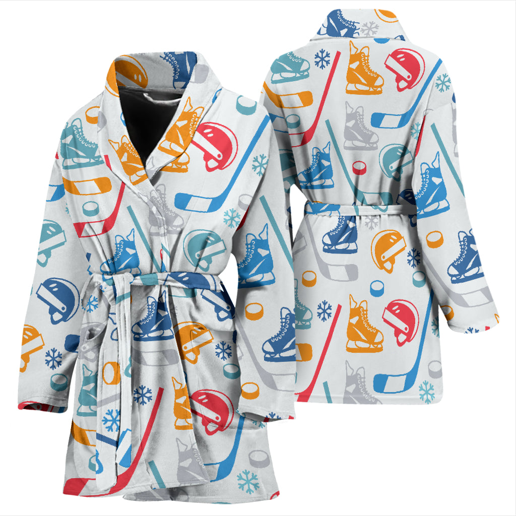 Hockey Equipment Print Design LKS301 Women Bathrobe