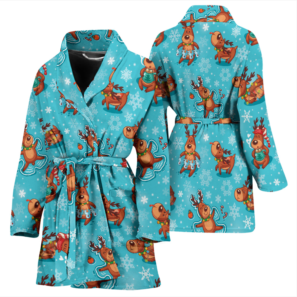 Reindeer Print Design LKS402 Women Bathrobe