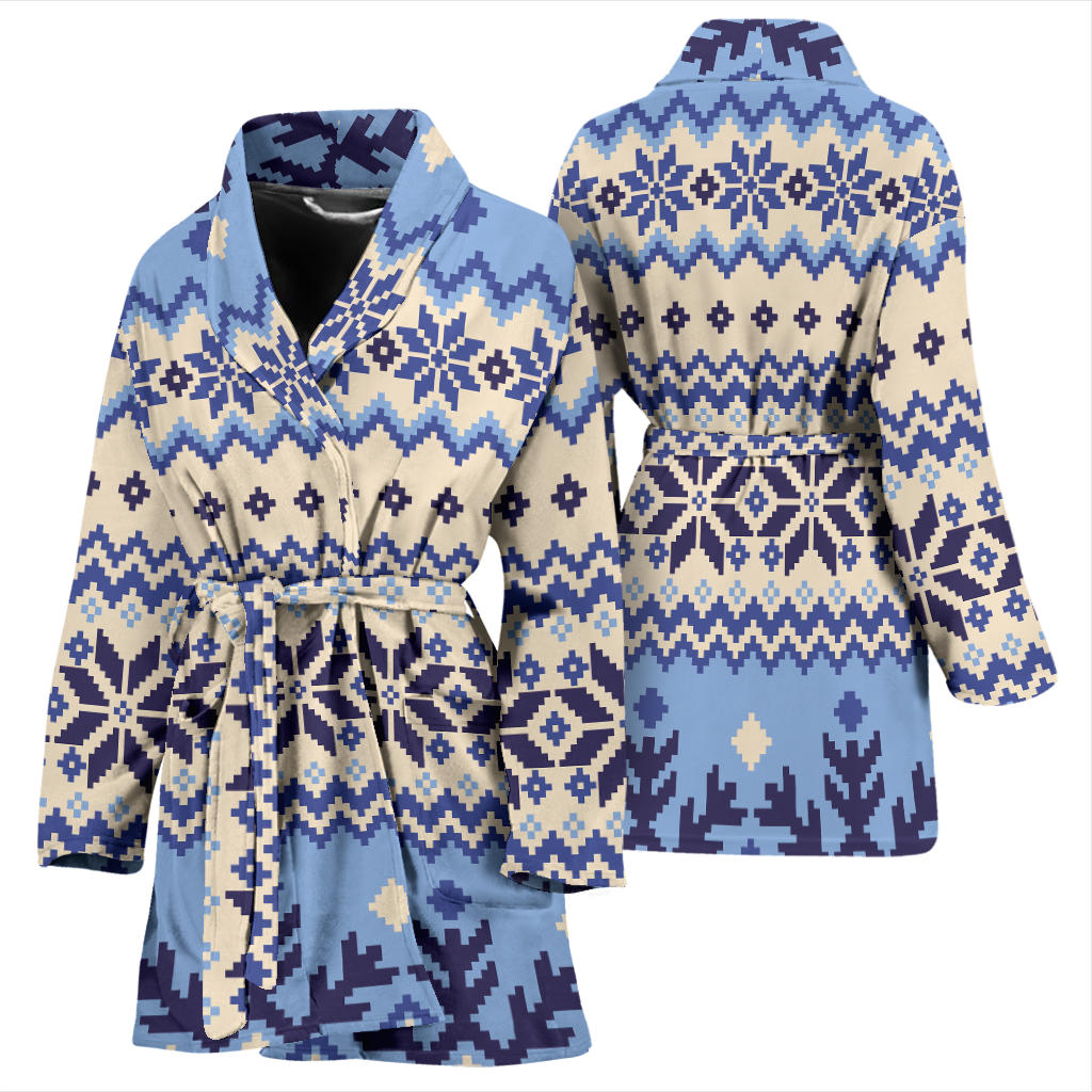 Nordic Pattern Print Design A03 Women Bathrobe