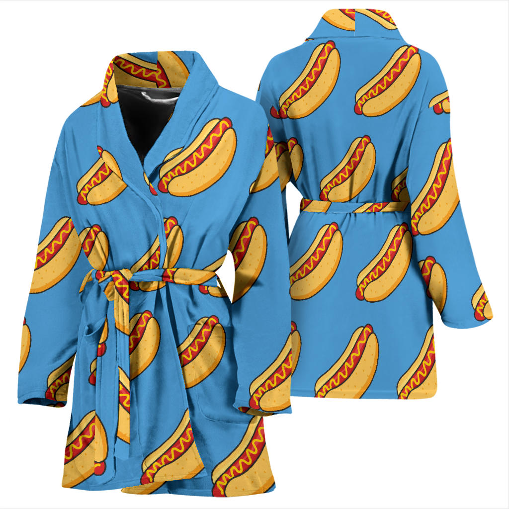 Hot Dog Pattern Print Design 02 Women Bathrobe